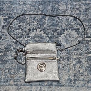 Michael Kors Metallic Silver Crossbody Bag